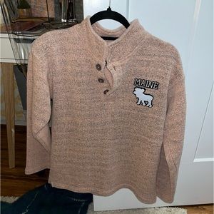 oversized salmon pink sweatshirt with buttons